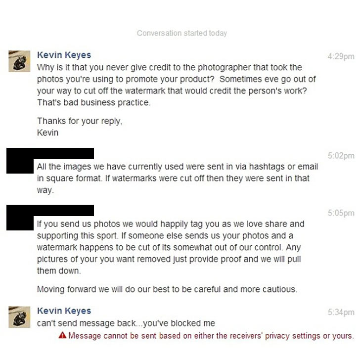 Kevin Keyes Facebook copyright conversation