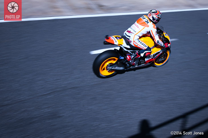Marc Marquez enters pit lane at Phillip Island