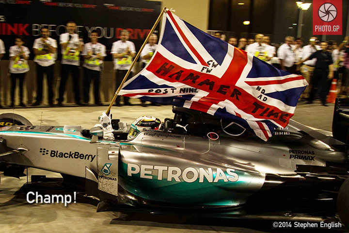 Lewis Hamilton pit lane Yas Marina 2014