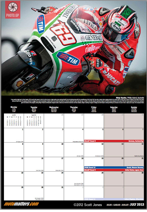 2013 motomatters calendar spread