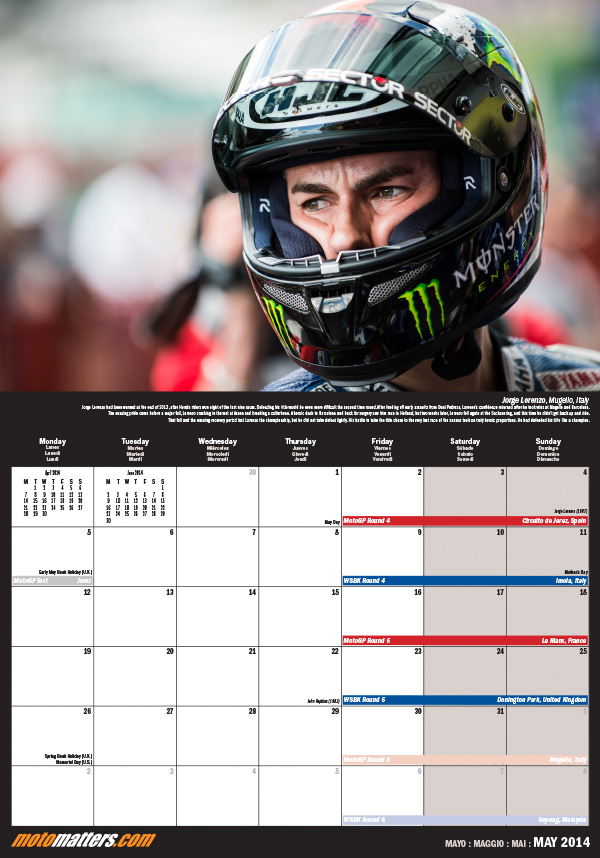 2014 motomatters calendar spread