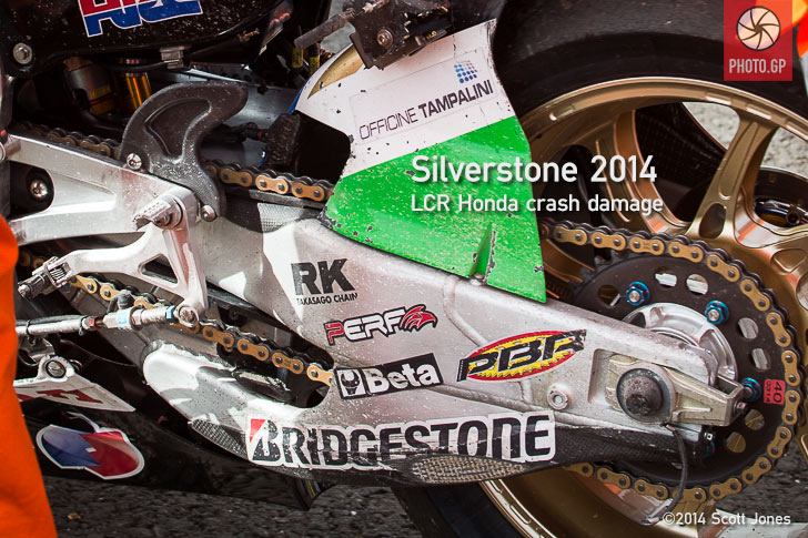 Stefan Bradl LCR Honda Silverstone crash damage 2014