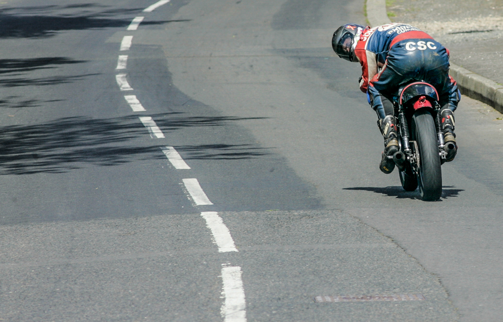 A competitor in the Classics checks to see who is behind