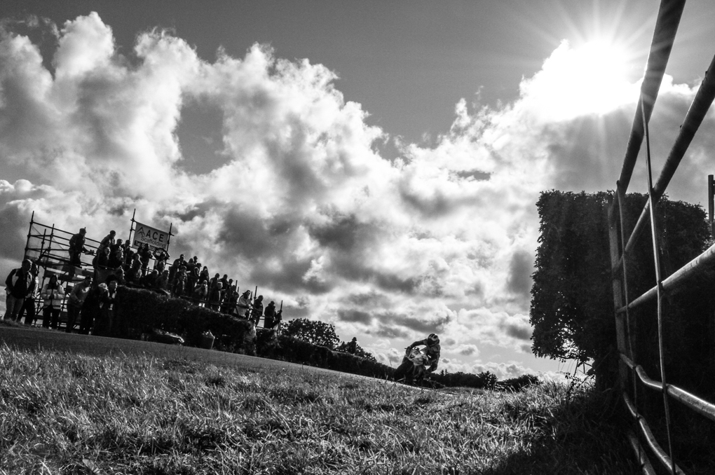 The high eveining sun silhouettes the action