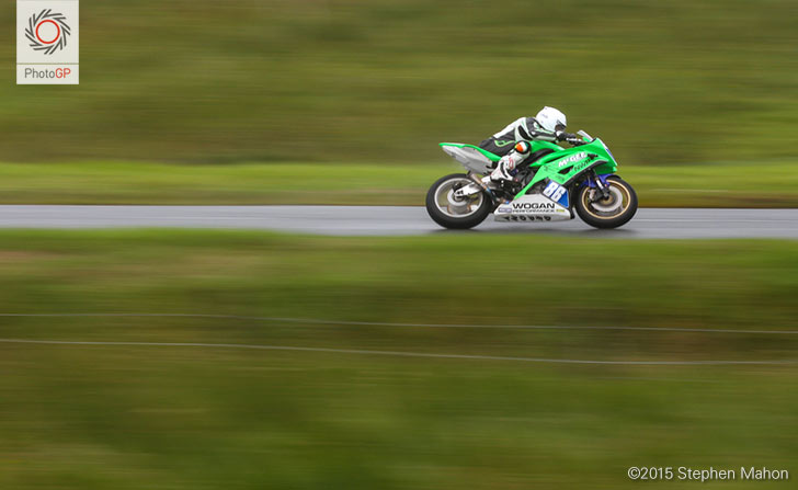 The Green Machine Derek McGee on his way to a Supertwin win
