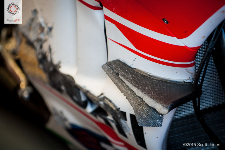 crashed Ducati GP15 Silverstone 2015