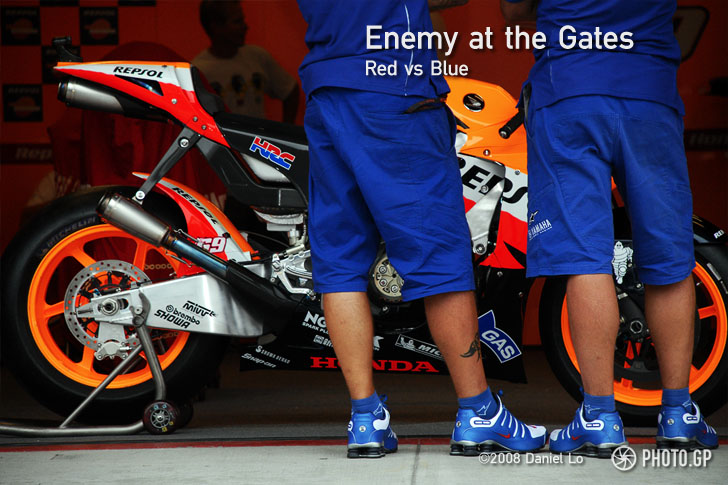 Repsol Honda Yamaha pit lane