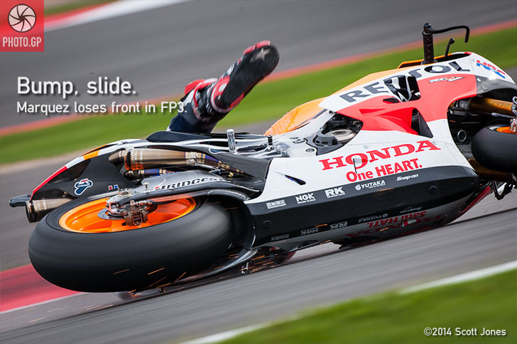 Marc Marquez Silverstone crash FP3