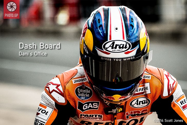 Dani Pedrosa Silverstone pit lane Honda Arai