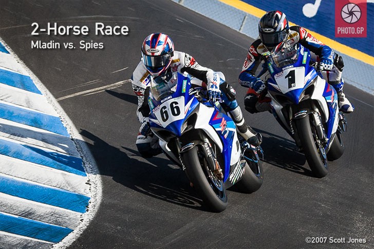 Mat Mladin Ben Spies Suzuki Laguna Seca 2007