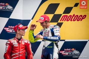 Stoner and Rossi podium Laguna Seca 2008