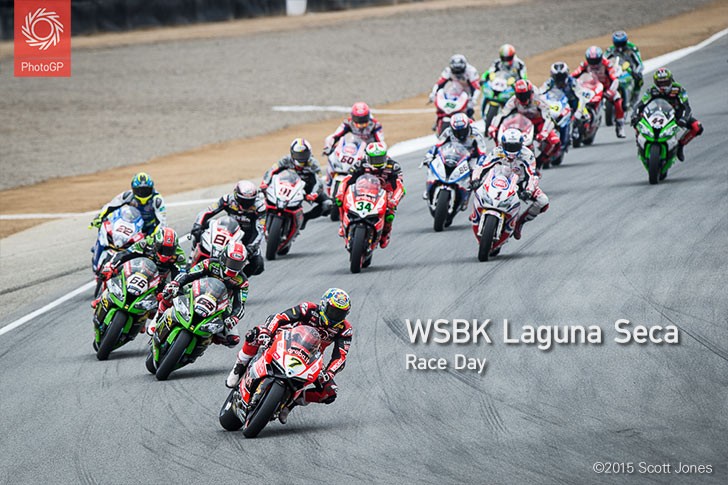 WSBK Laguna Seca Race 1 start Chaz Davies a