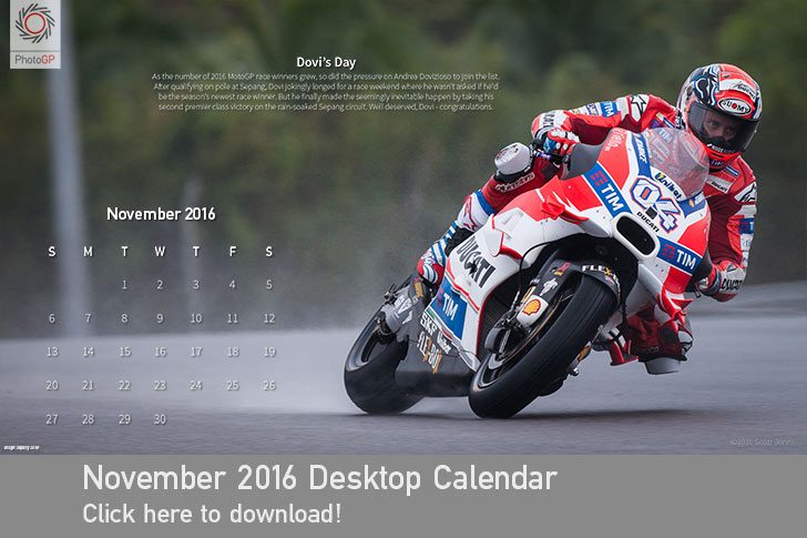 November 2016 desktop calendar
